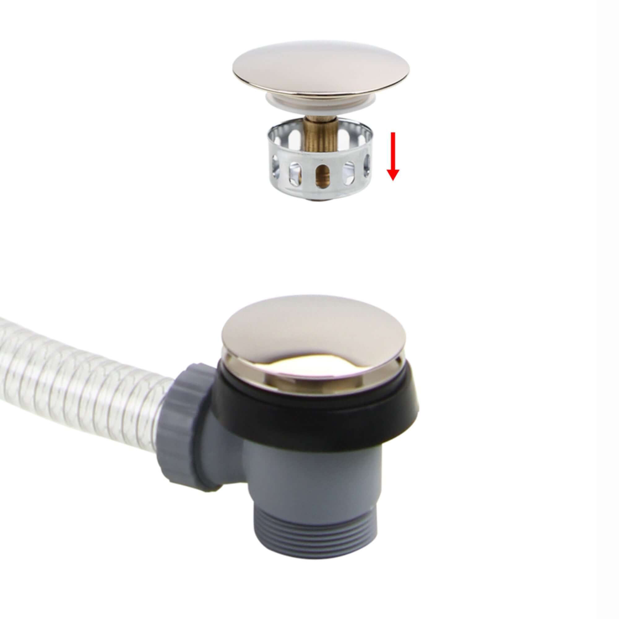 Easy clean cut to size pipe bath sprung waste & overflow (bath thickness 5-15mm) - gold