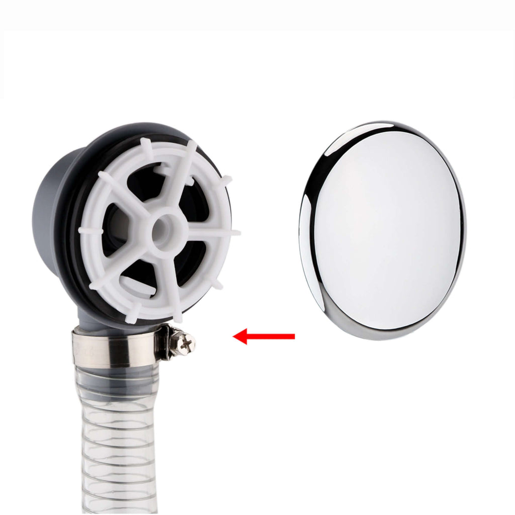 Easy clean cut to size pipe bath sprung waste & overflow (bath thickness 5-15mm) - chrome