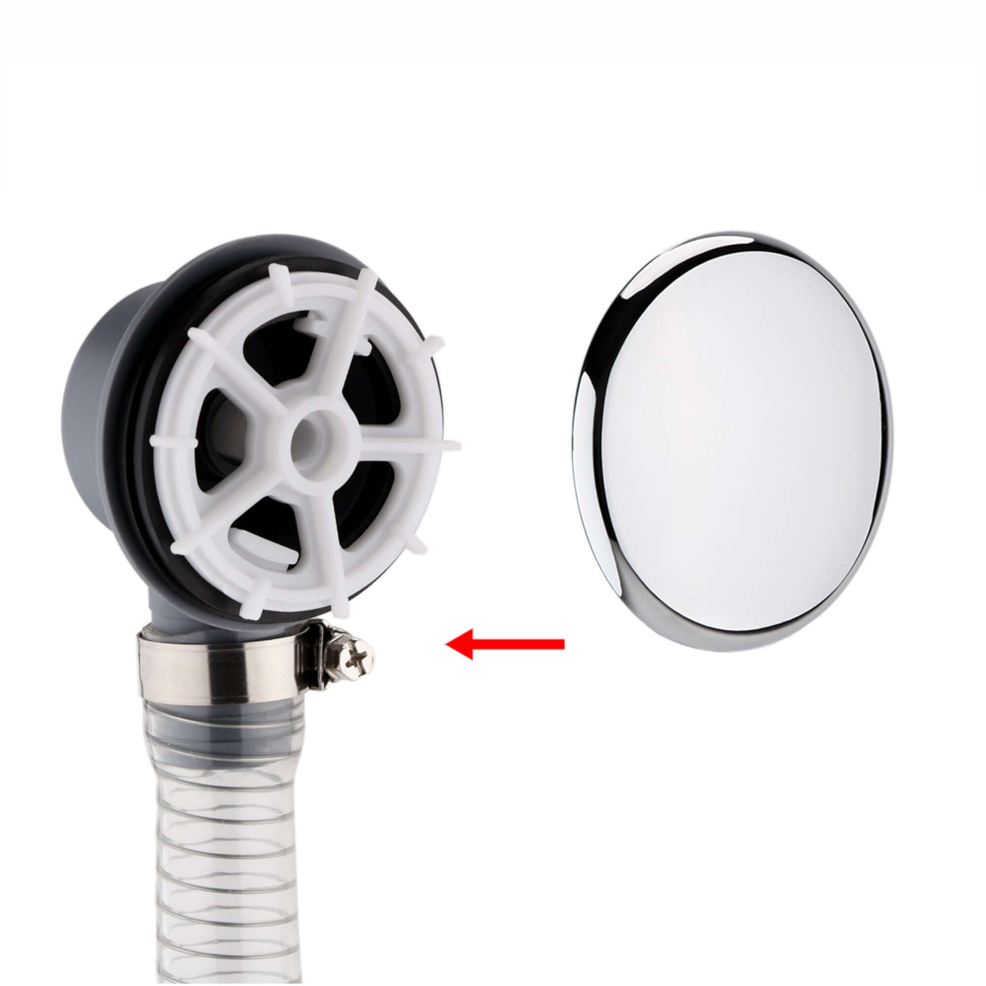 Easy clean cut to size pipe bath sprung waste & overflow (bath thickness 5-15mm) - chrome