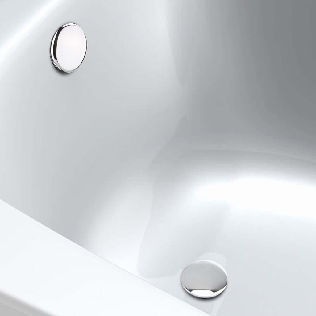Easy clean cut to size pipe bath sprung waste & overflow (bath thickness 5-15mm) - chrome