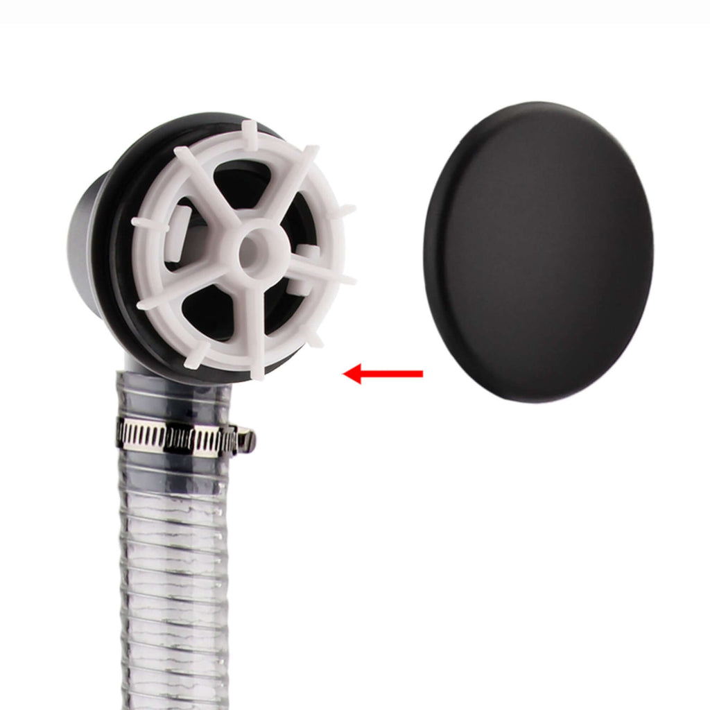 Easy clean cut to size pipe bath sprung waste & overflow (bath thickness 5-15mm) - matt black