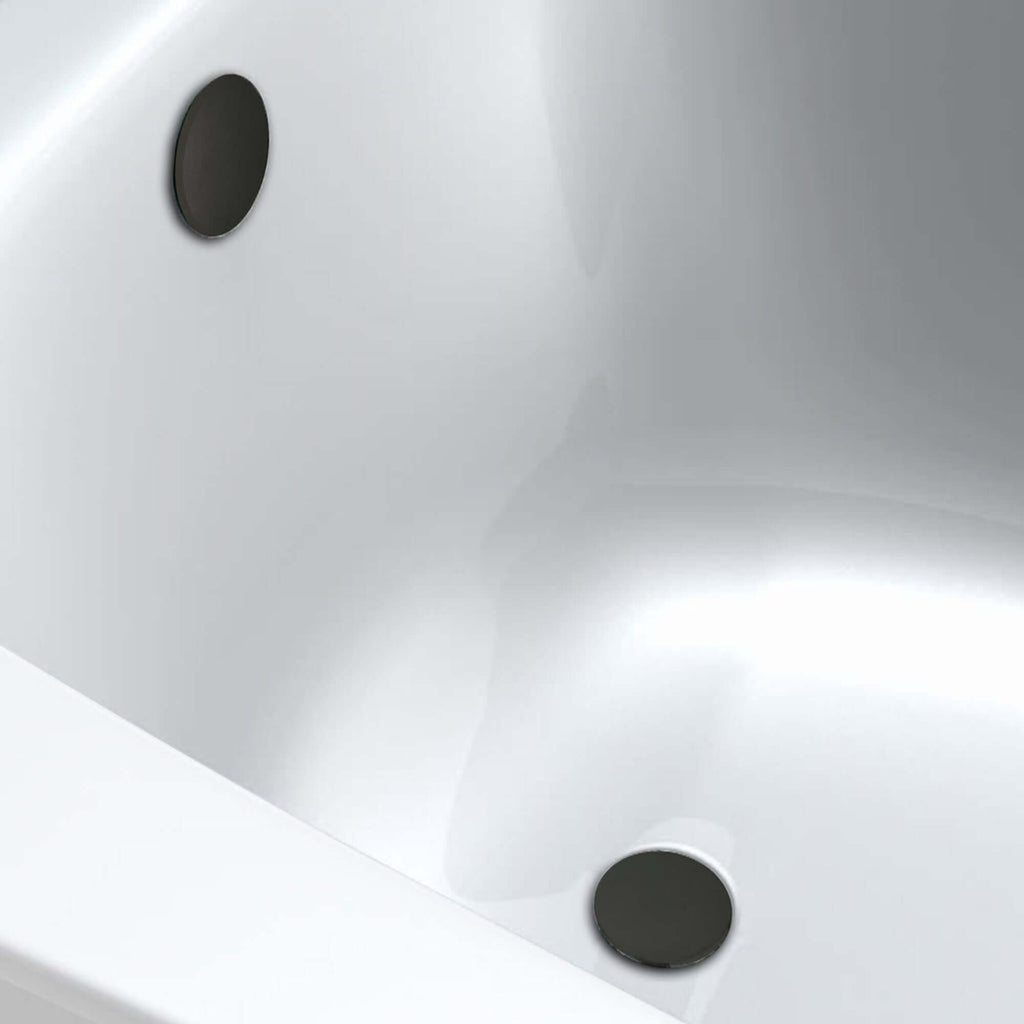 Easy clean cut to size pipe bath sprung waste & overflow (bath thickness 5-15mm) - matt black