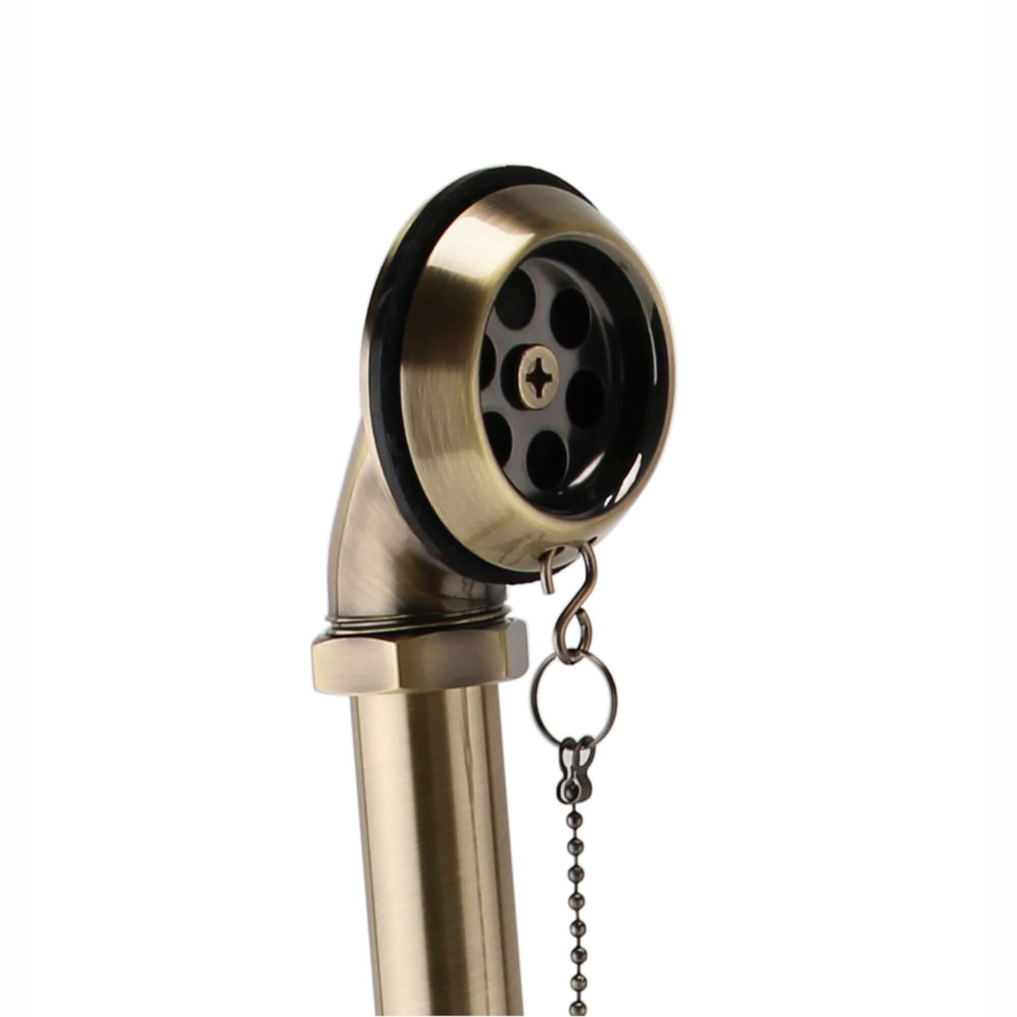 Traditional Exposed Bath Retainer Waste & Ball Chain Plug with Overflow - Antique Brass