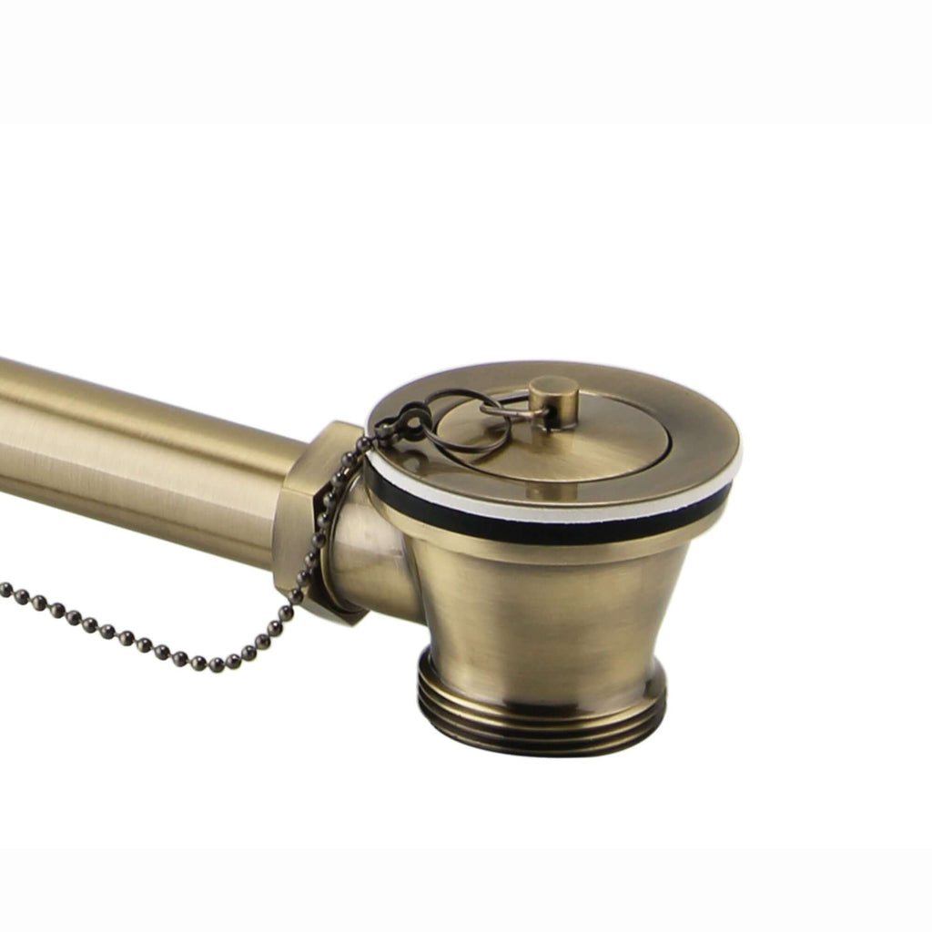 Traditional Exposed Bath Retainer Waste & Ball Chain Plug with Overflow - Antique Brass