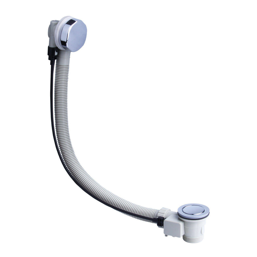 Bath pop up waste with overflow suitable for 5-25mm bath thickness - chrome