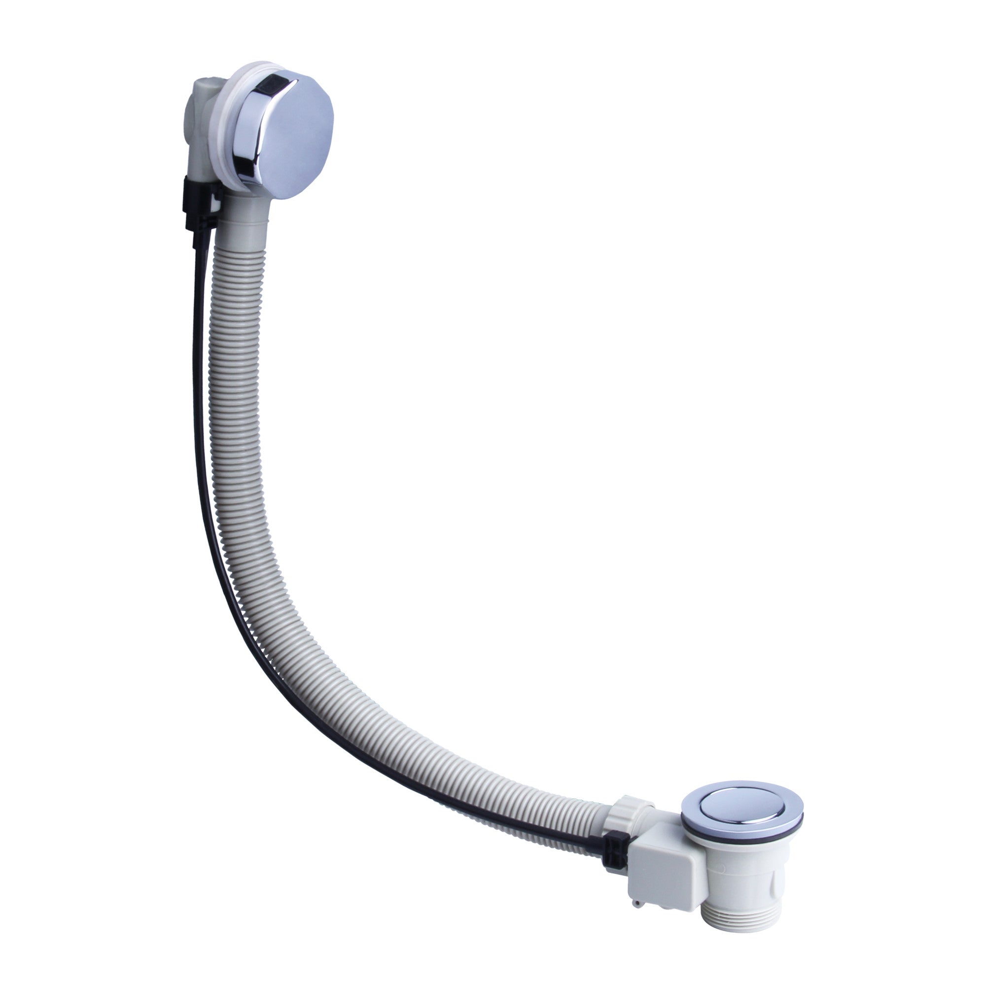 Bath pop up waste with overflow suitable for 5-25mm bath thickness - chrome