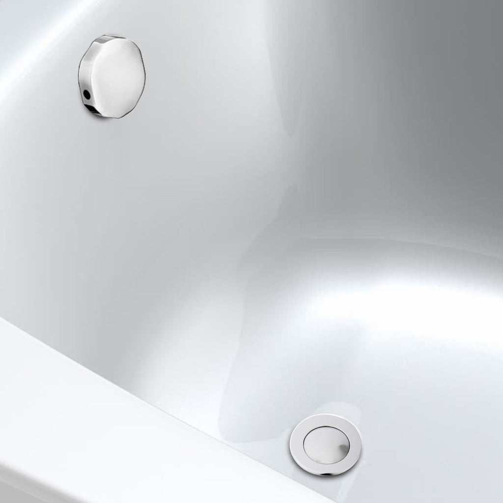 Bath pop up waste with overflow suitable for 5-25mm bath thickness - chrome