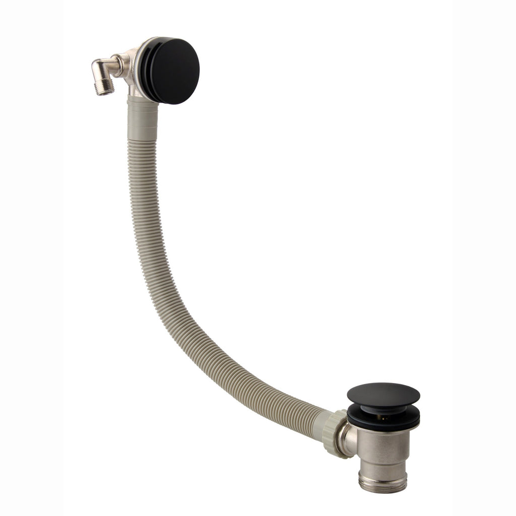Round Bath Filler with Easy Clean Sprung Waste & Overflow - Matt Black