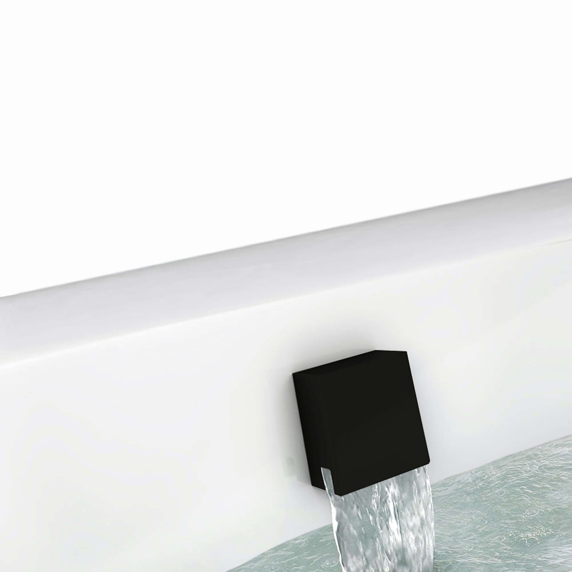 Square freeflow bath filler with overflow and clicker waste - matt black