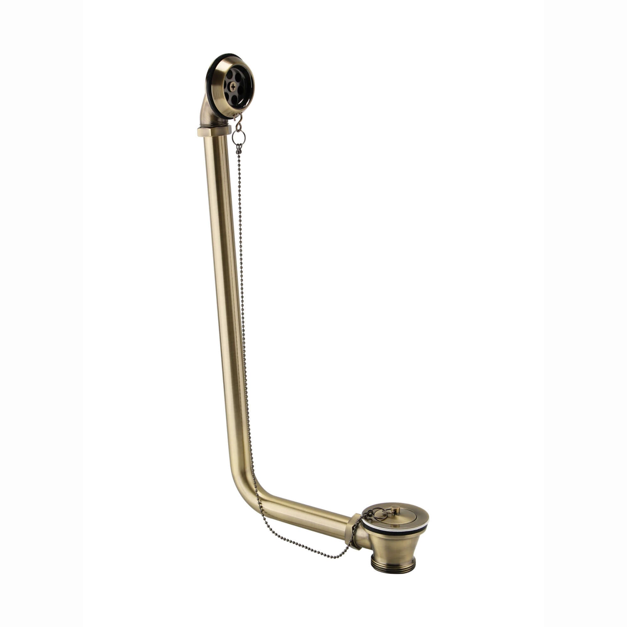 Roll top bath pack incl. exposed bath waste, shrouds and bath trap - antique brass