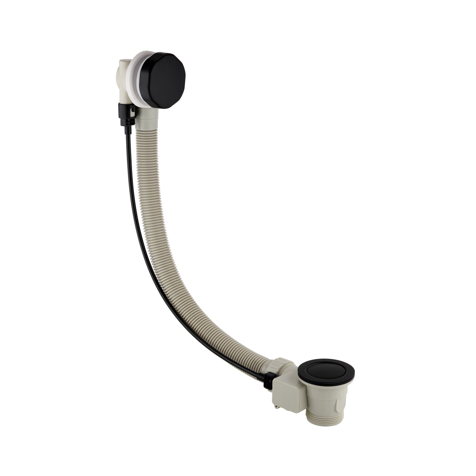 Bath pop up waste with overflow suitable for 5-25mm bath thickness - matt black