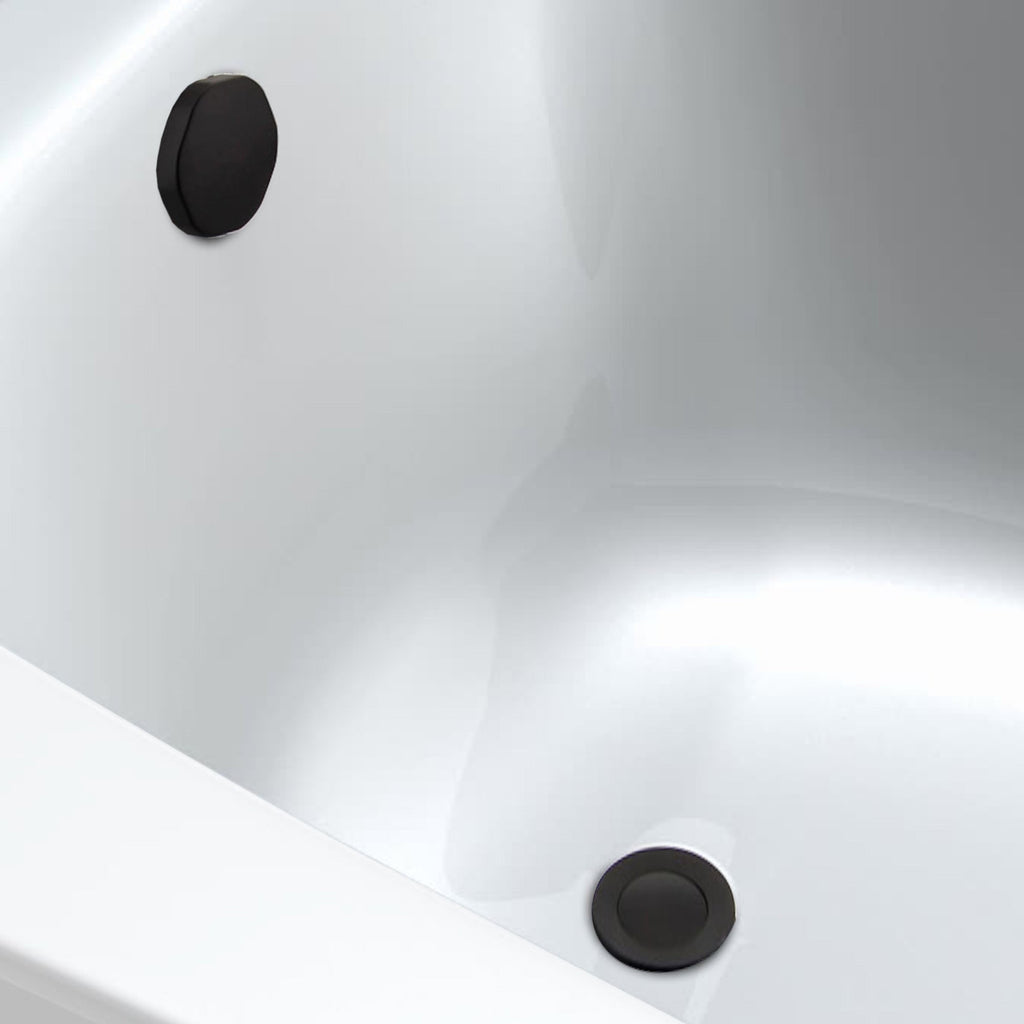 Bath pop up waste with overflow suitable for 5-25mm bath thickness - matt black
