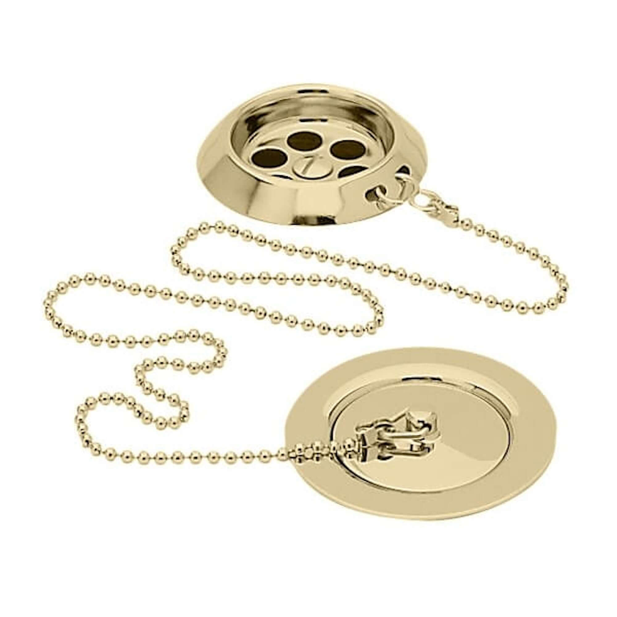 Traditional Exposed Bath Retainer Waste & Ball Chain Plug with Overflow - Gold