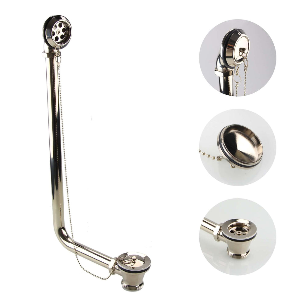 Traditional Exposed Bath Retainer Waste & Ball Chain Plug with Overflow - Gold