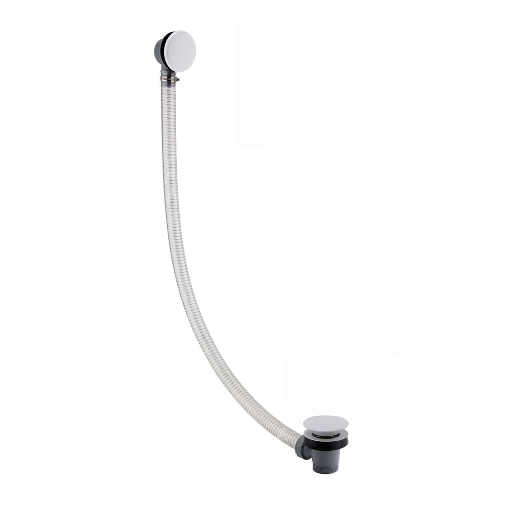 Easy clean cut to size pipe bath sprung waste & overflow (bath thickness 5-15mm) - matt white
