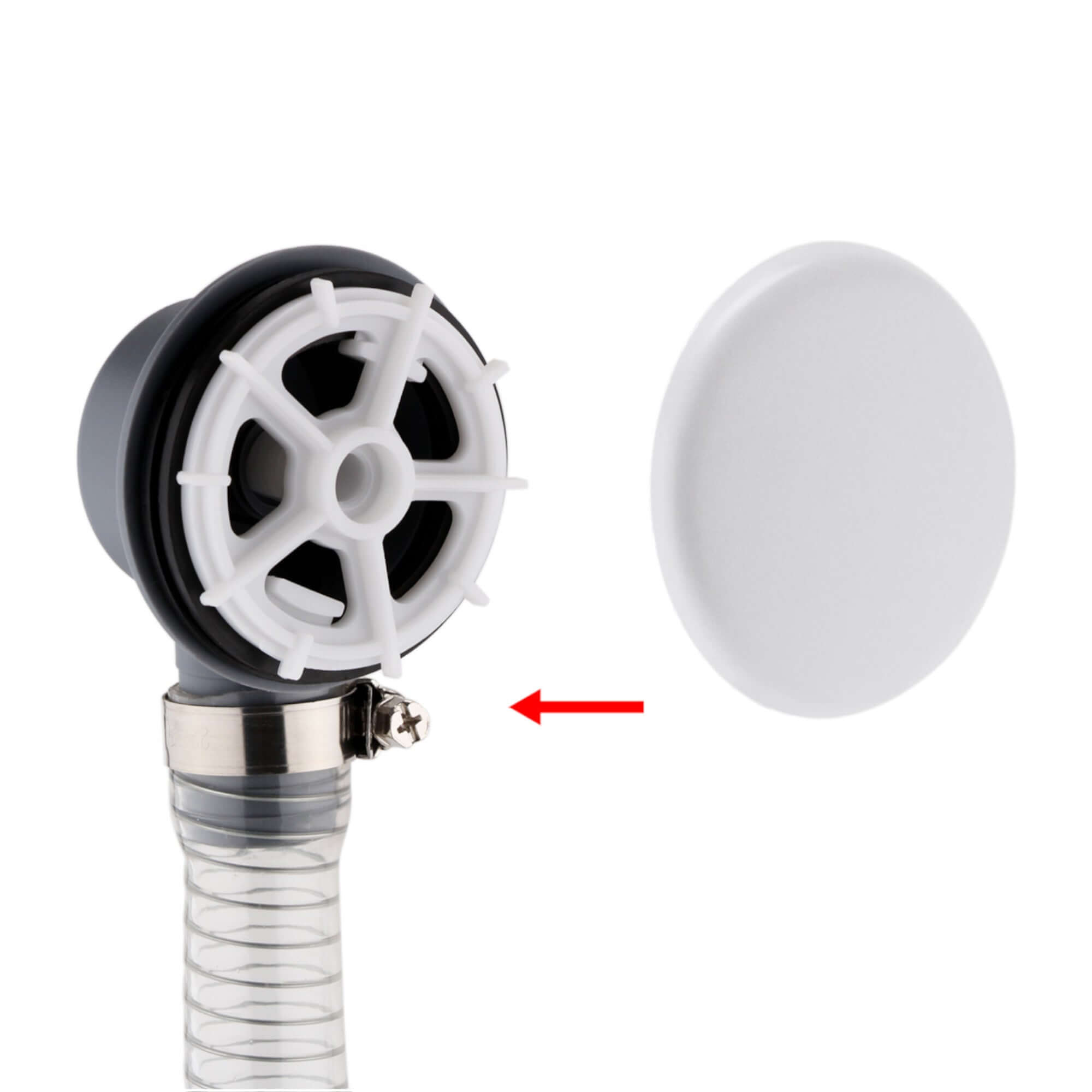 Easy clean cut to size pipe bath sprung waste & overflow (bath thickness 5-15mm) - matt white