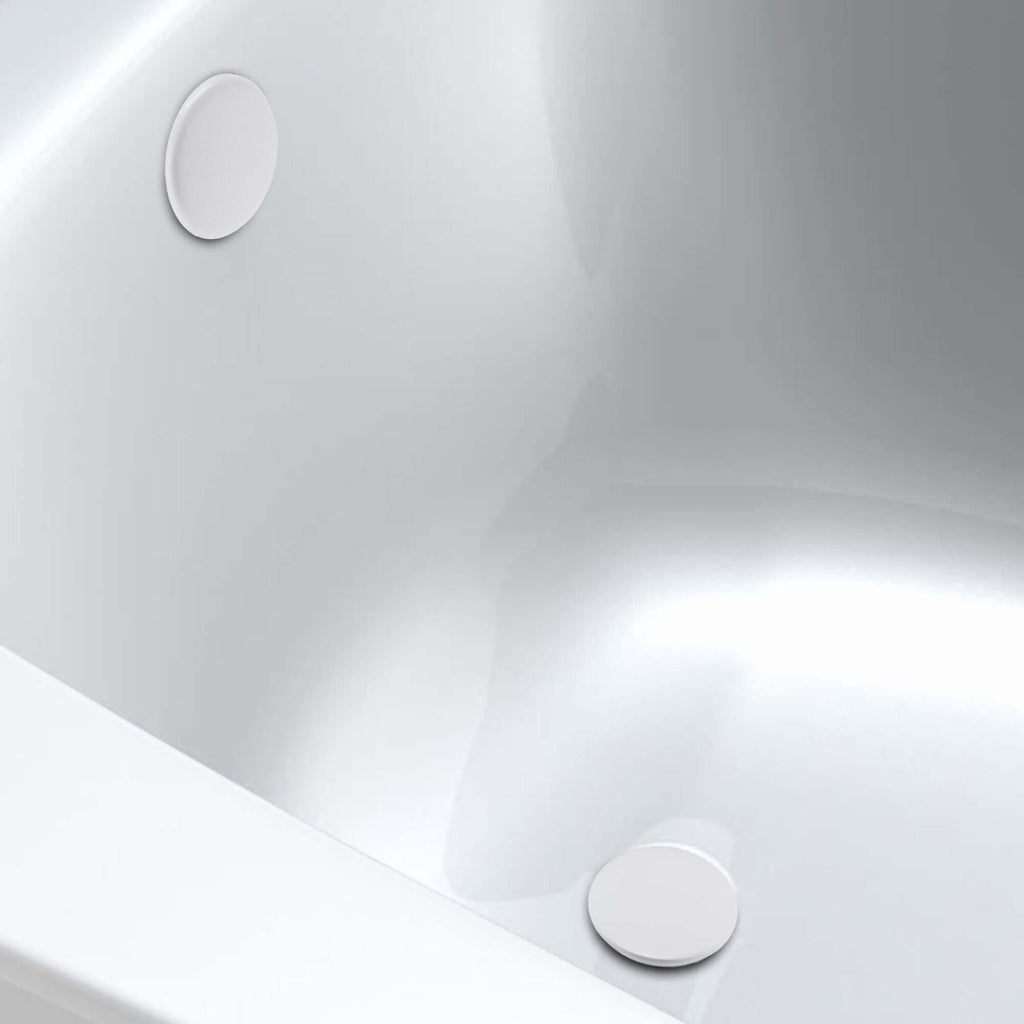 Easy clean cut to size pipe bath sprung waste & overflow (bath thickness 5-15mm) - matt white