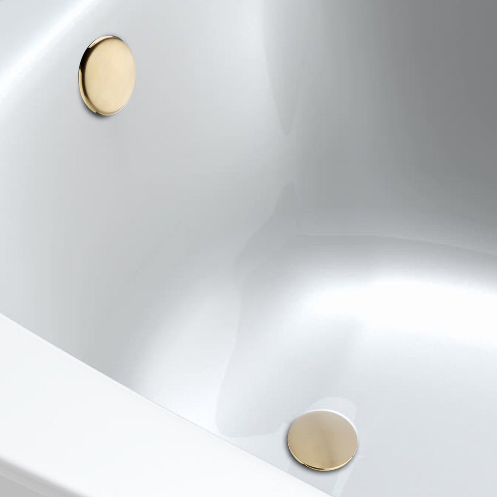 Easy clean cut to size pipe bath sprung waste & overflow (bath thickness 5-15mm) - brushed brass