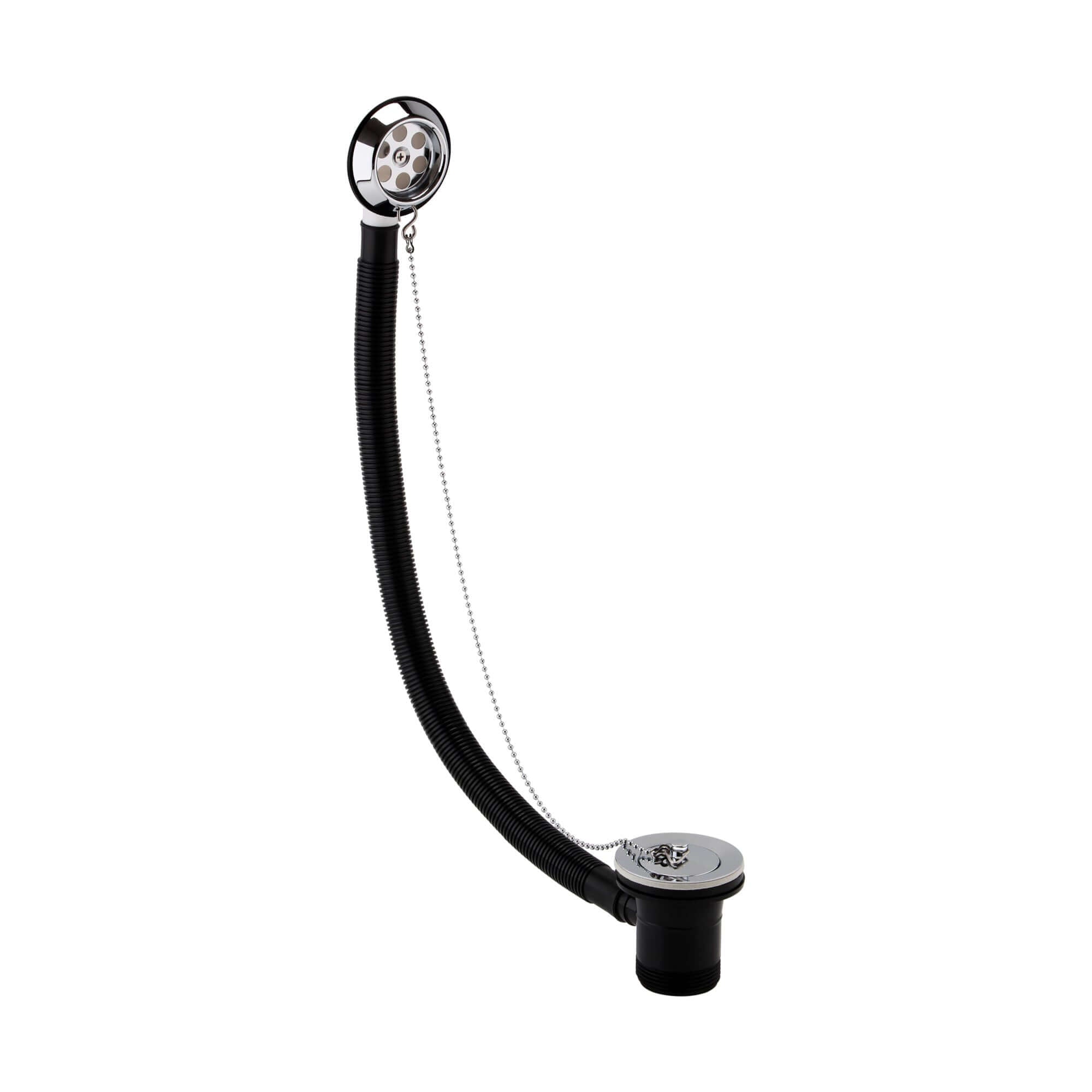 Traditional bath retainer waste & ball chain plug with overflow - chrome
