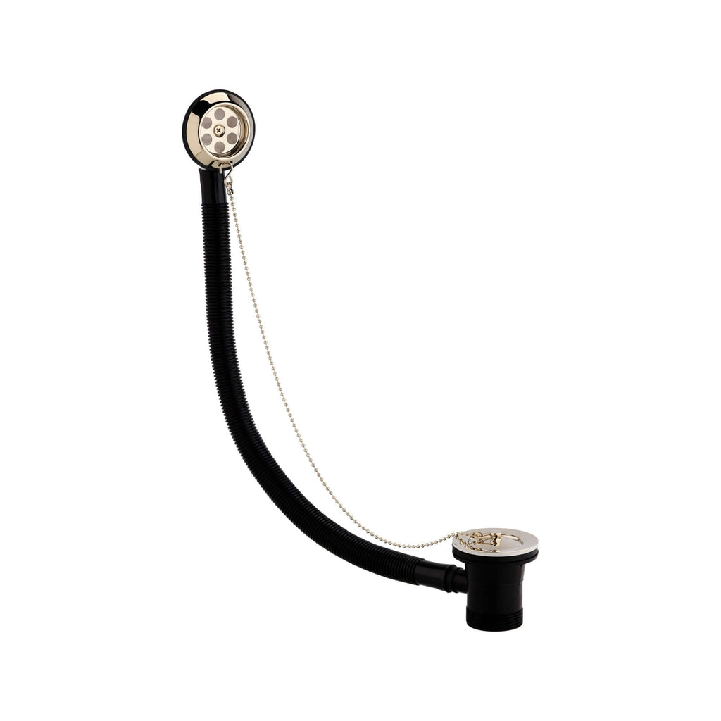Traditional bath retainer waste & ball chain plug with overflow - gold