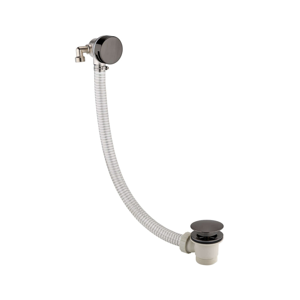 Round freeflow bath filler with overflow and clicker waste - gunmetal grey