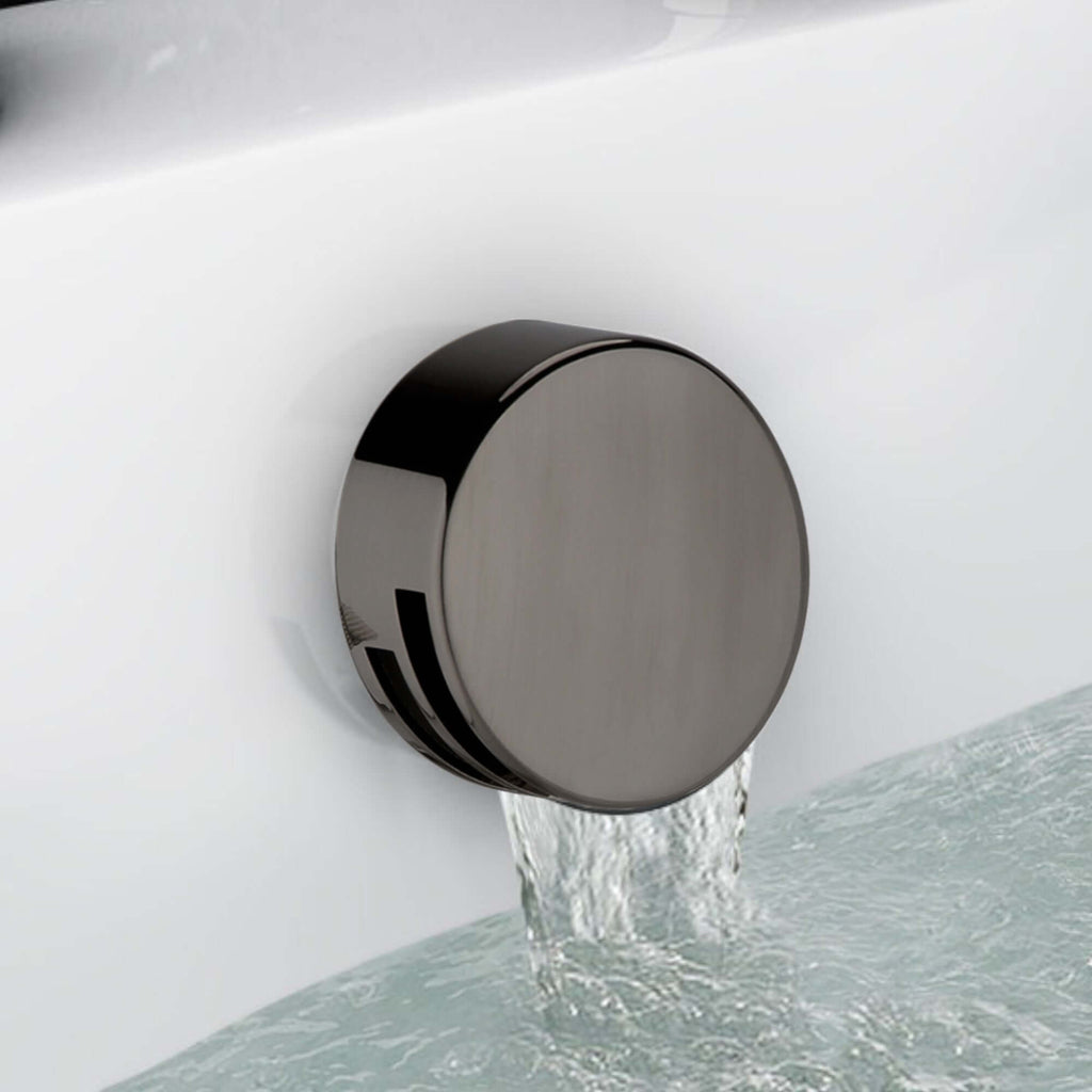 Round freeflow bath filler with overflow and clicker waste - gunmetal grey