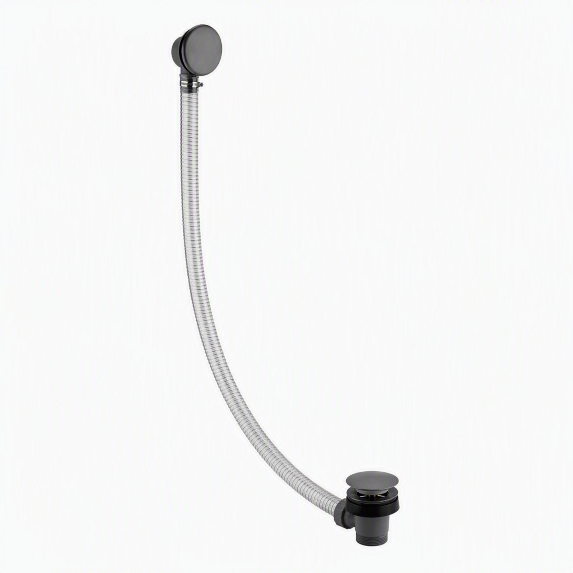 Easy clean cut to size pipe bath sprung waste & overflow (bath thickness 5-15mm) - gunmetal grey