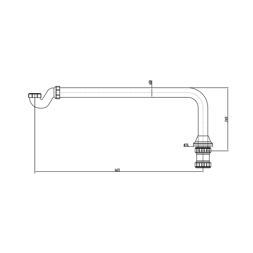 Traditional exposed shallow seal bath trap & pipe - chrome