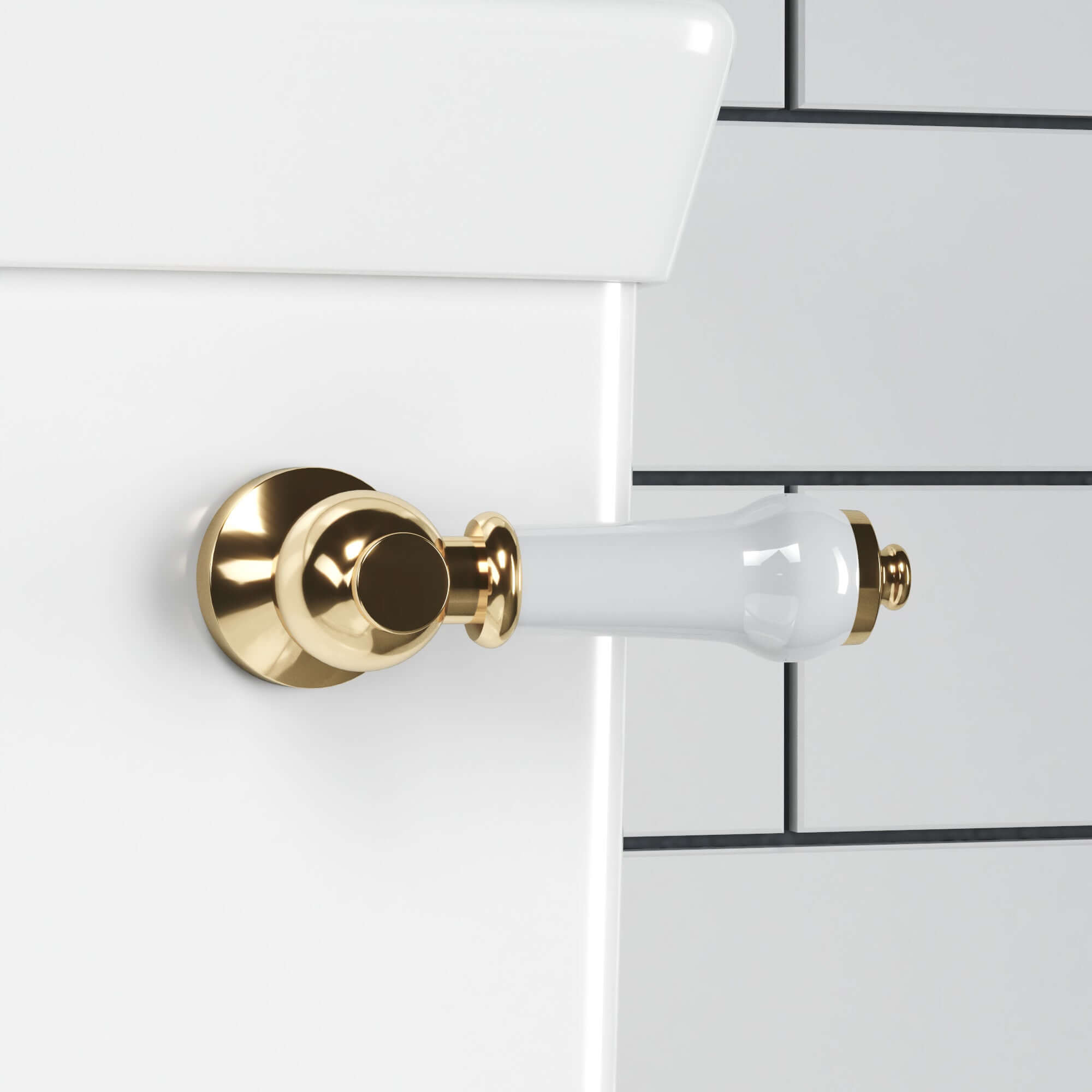 Toilet lever traditional ceramic - gold