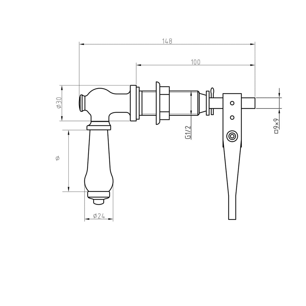 Toilet lever traditional ceramic - chrome