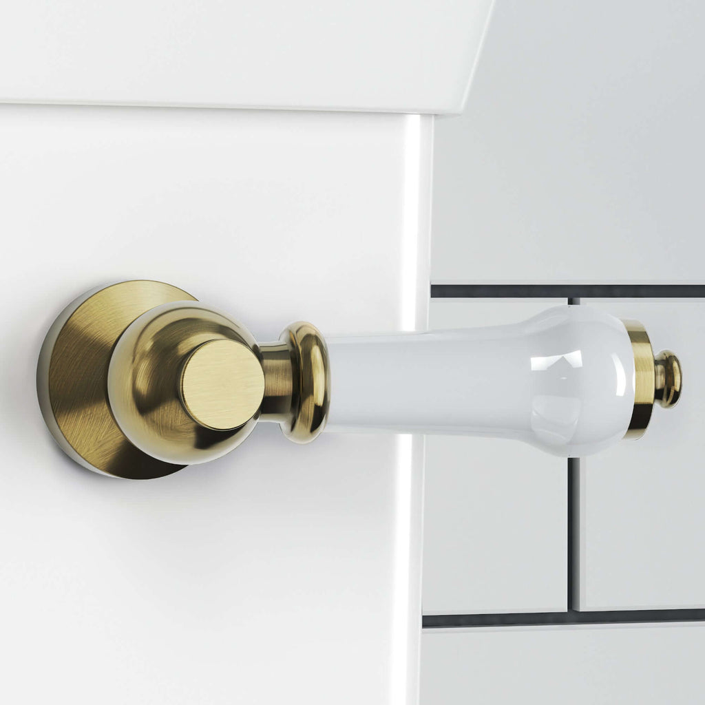 Toilet lever traditional ceramic - antique brass