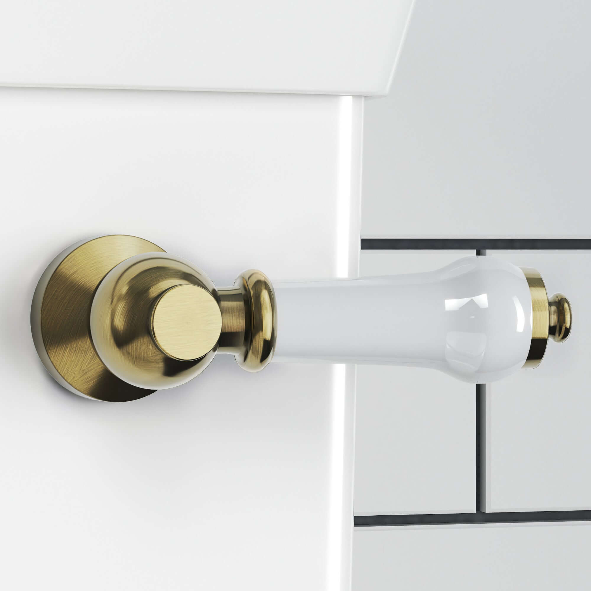Toilet lever traditional ceramic - antique brass