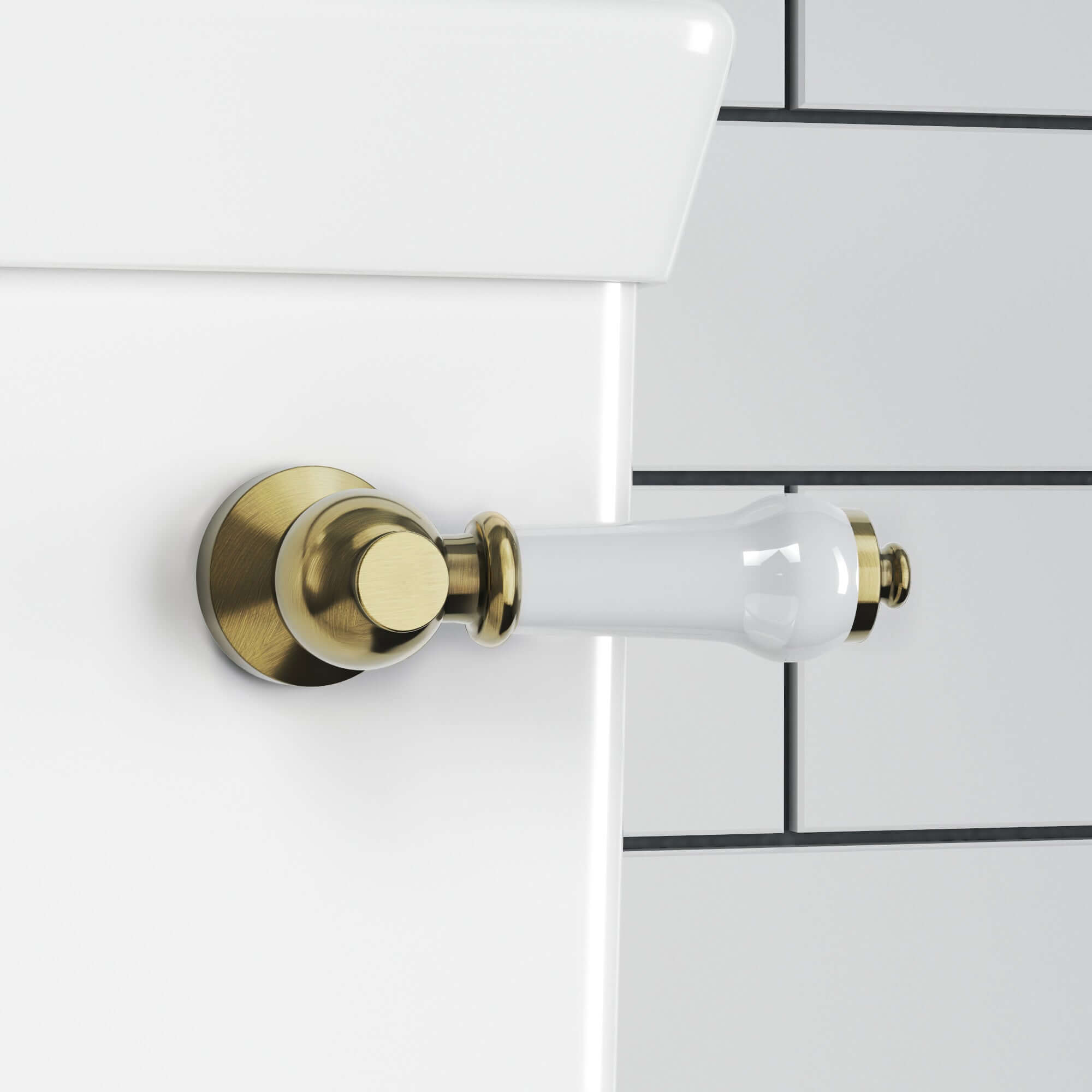 Toilet lever traditional ceramic - antique brass