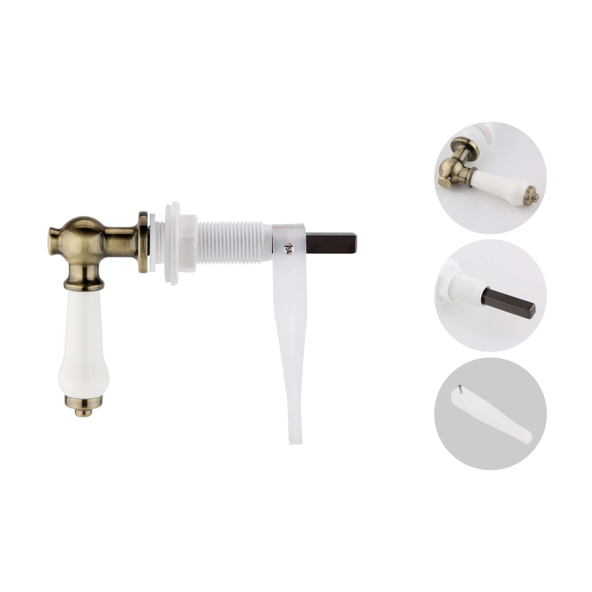 Toilet lever traditional ceramic - antique brass