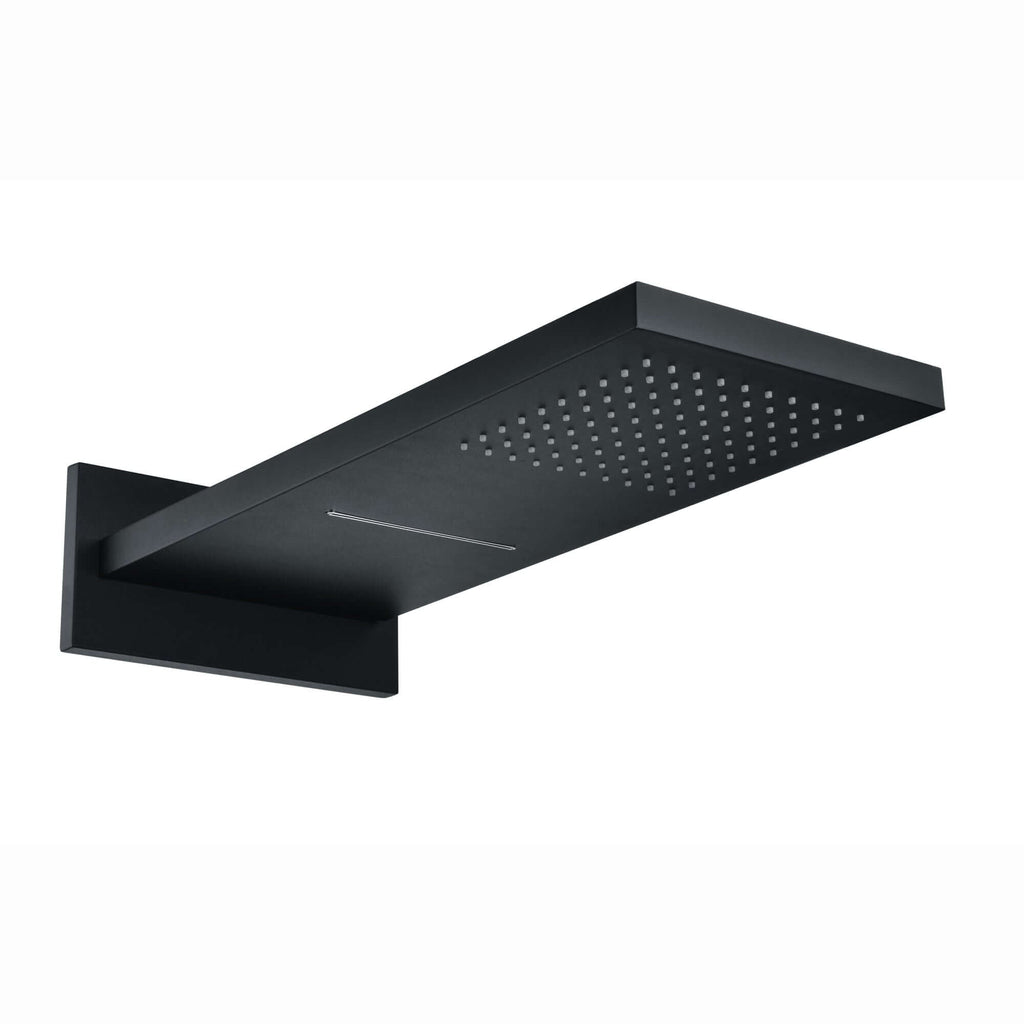 Rectangular dual fixed shower head (waterfall + rainfall)  575 x 230mm - black