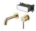 Calder wall mounted basin mixer with EZ box - brushed gold