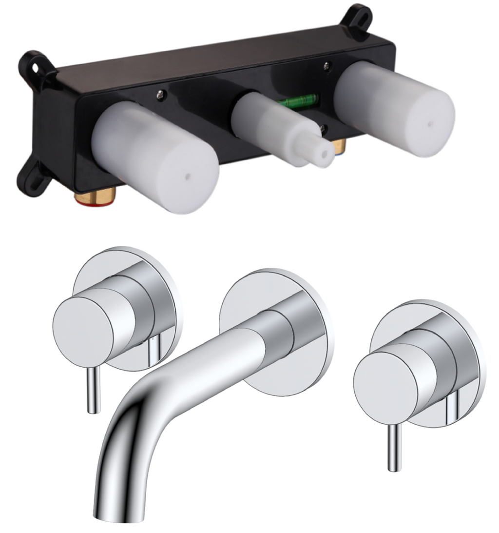 Girton wall mounted basin mixer with EZ box - chrome