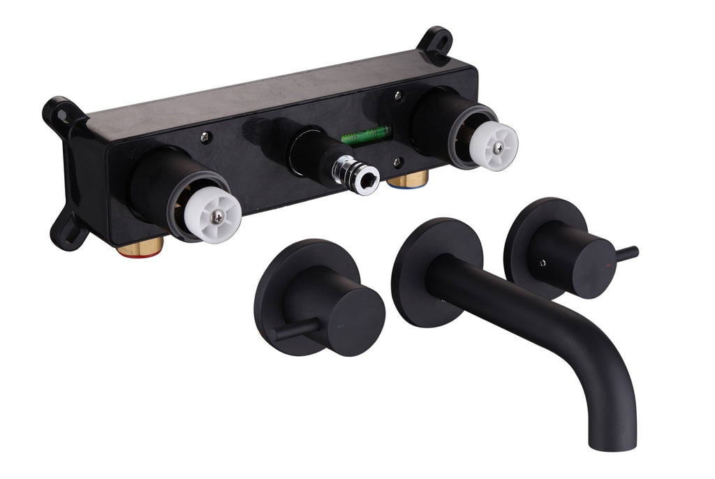Girton wall mounted basin mixer with EZ box - matt black