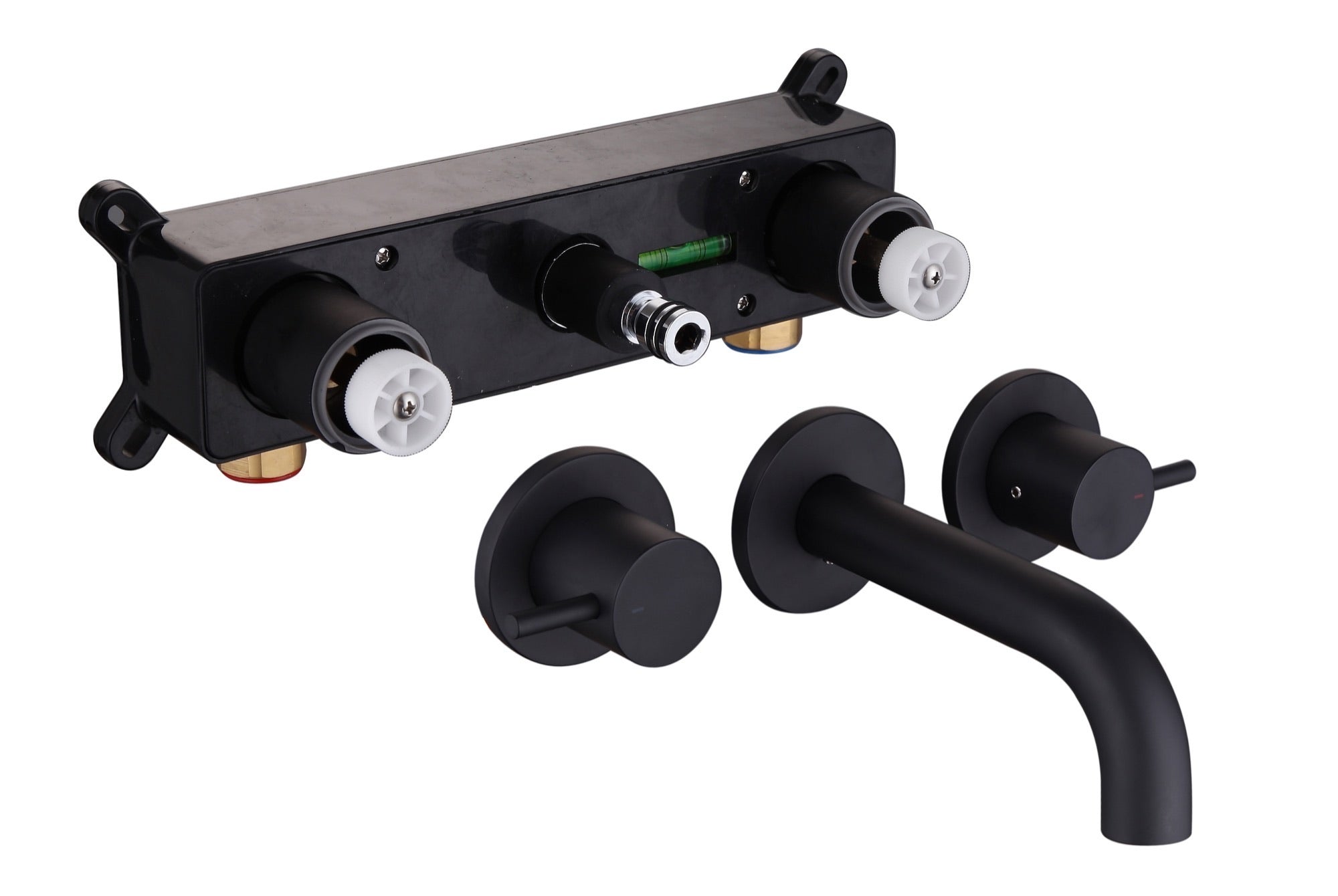 Girton wall mounted basin mixer with EZ box - matt black