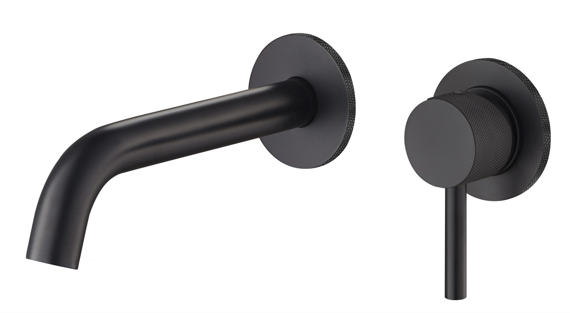 Garrick diamond knurled wall mounted basin mixer with EZ box - matt black