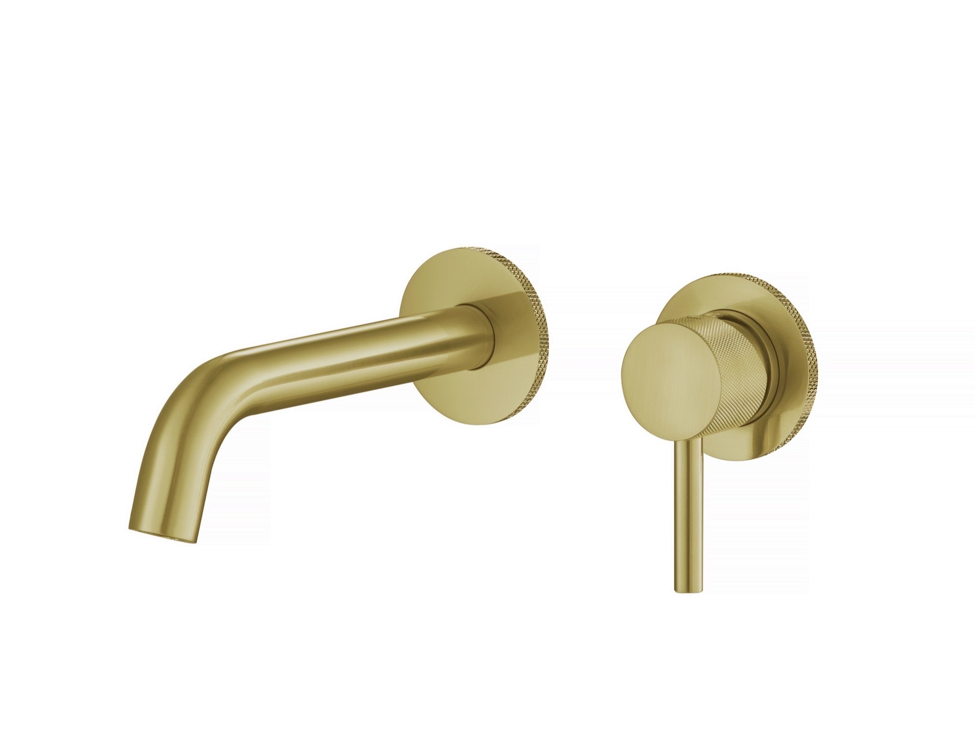 Garrick diamond knurled wall mounted basin mixer with EZ box - brushed brass
