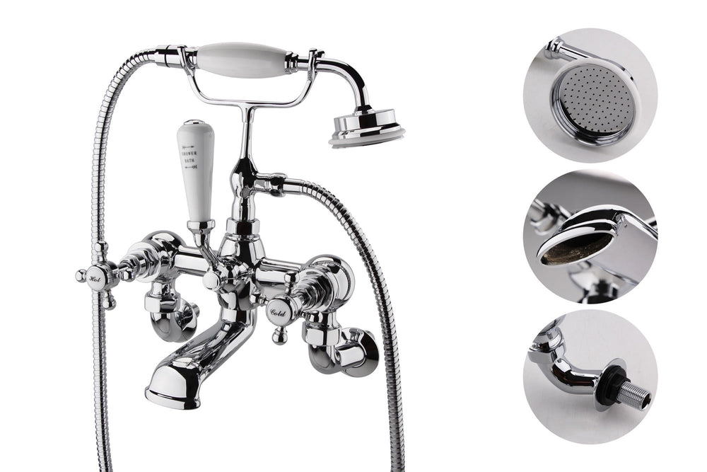Wenlock wall mounted bath shower mixer with shower kit - chrome