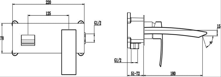 Wall mounted basin mixer - Chrome