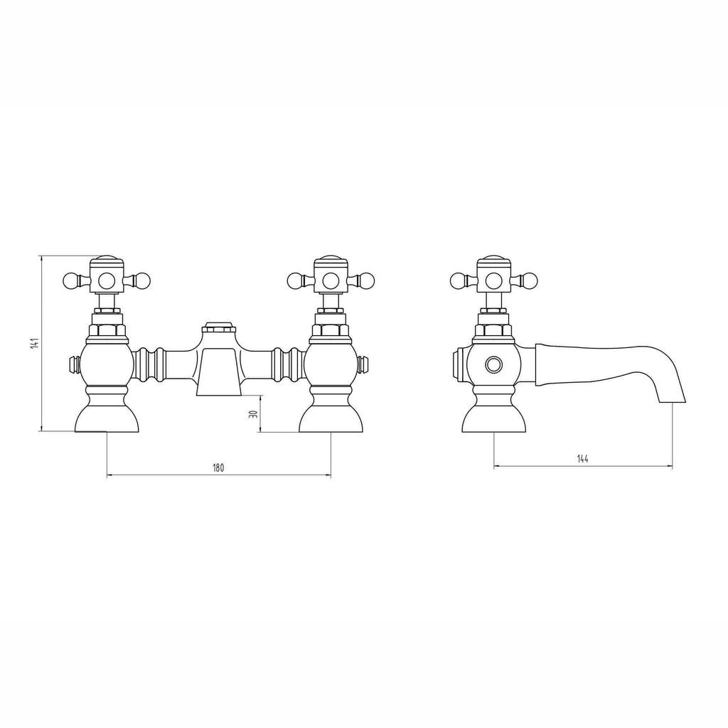 Camberley traditional bath mixer tap crosshead - antique brass