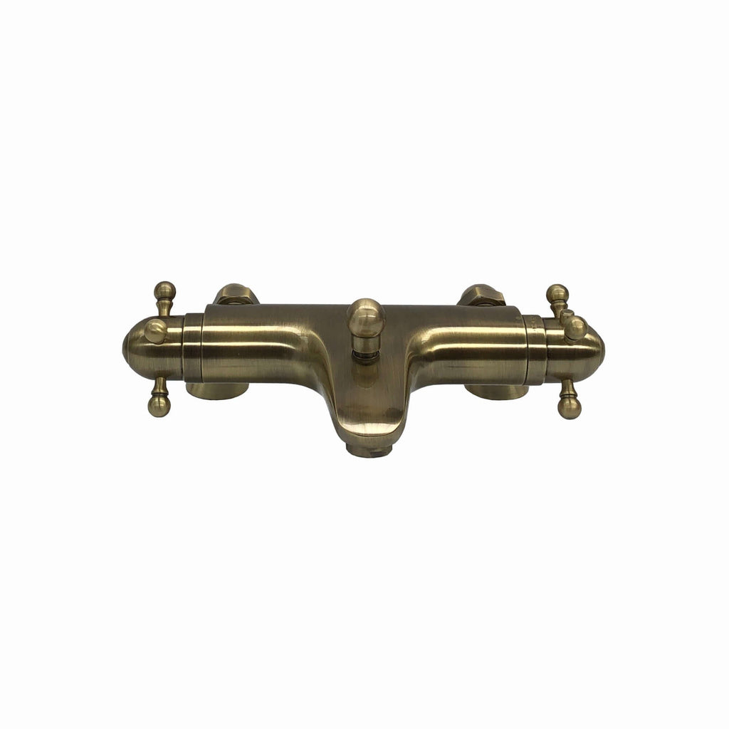 Gallant traditional thermostatic bath shower bar mixer valve deck mounted with slider rail kit - antique brass