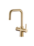 Etna 4-in-1 single lever boiler kitchen sink mixer (knurling handle and spout) - brushed brass