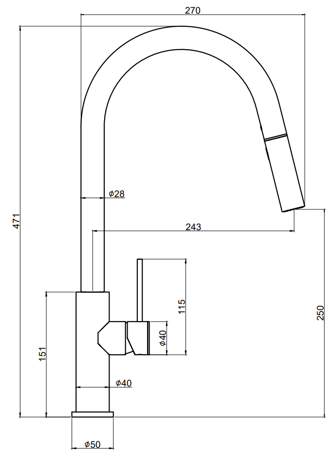 Marlow easy fit pull out kitchen sink mixer - stainless steel