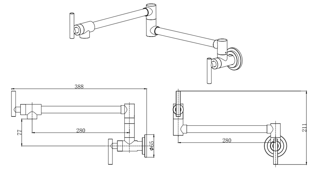 Porter wall mounted pot filler kitchen sink mixers - chrome