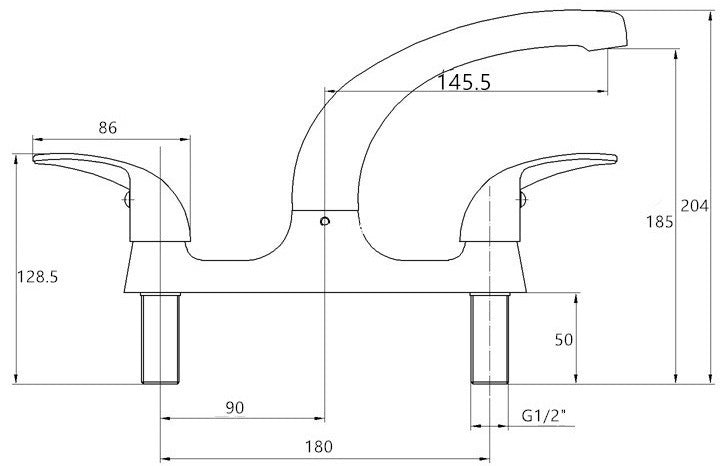 Marlow two hole kitchen sink mixer - chrome