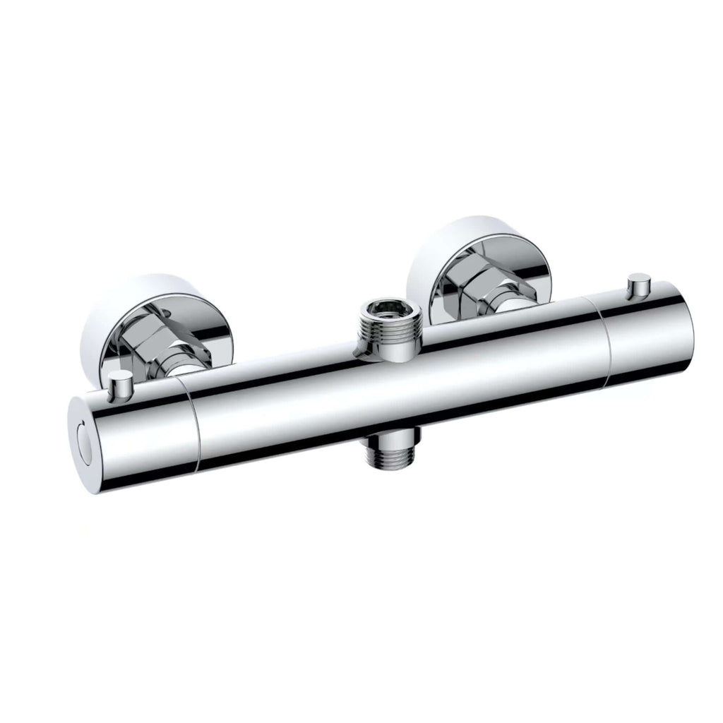 Dune contemporary two outlet 3/4" and 1/2" thermostatic bar shower mixer valve - chrome
